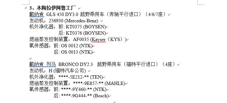 雷克萨斯LX600/Bronco国六b环保已过